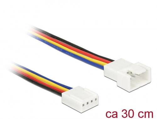 Delock PC-Lüfter Anschlusskabel [1x PC-Lüfter Stecker 4pol. - 1x PC-Lüfter Buchse 4pol.] 0.30m Bunt von Delock