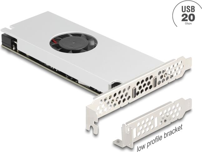 Delock PCI Express x16 Karte zu 2x USB 20 Gbps Type-C Dual Channel mit Lüfter und (90805) von Delock