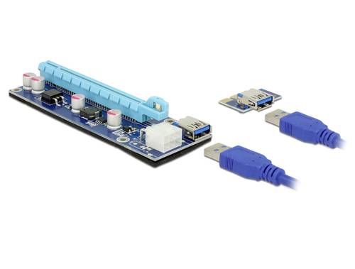 Delock PCIe Riser Kabel PCIe x16 Buchse, USB-A Buchse 0.60m Blau 41426 von Delock