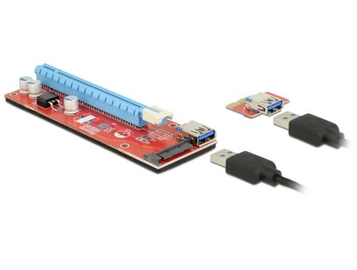 Delock PCIe Riser Kabel PCIe x16 Buchse, USB-A Buchse 0.60m Rot 41423 von Delock