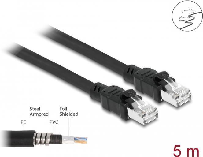 Delock - Patch-Kabel - RJ-45 (M) zu RJ-45 (M) - 5 m - 7.7 mm - Foiled Unshielded Twisted Pair (F/UTP) - CAT 6a - halogenfrei - Schwarz von Delock