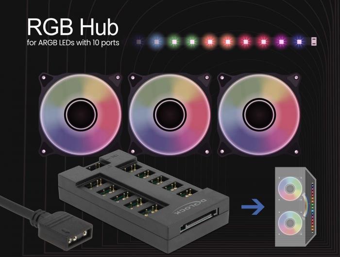 Delock - RGB LED light hub - 10 ports - Schwarz (64128) von Delock