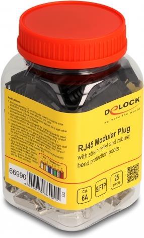 Delock RJ45 Modularer Stecker mit Zugentlastung Cat.6A und robuster Knickschutztülle 25er Set (66990) von Delock