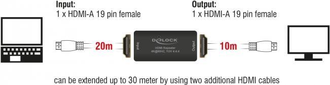 Delock Repeater HDMI 4K 60 Hz UHD 30 m (11462) von Delock