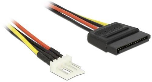 Delock Strom Anschlusskabel [1x SATA-Strom-Stecker 15pol. - 1x Floppy Stecker 4pol.] 0.15m Schwarz, von Delock