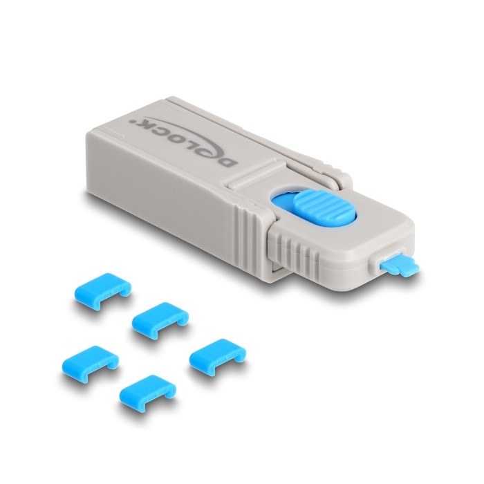 Delock Type-C™ Port Blocker Set für Type-C™ Buchsen 5 Stück + Verschlusswerkzeug von Delock