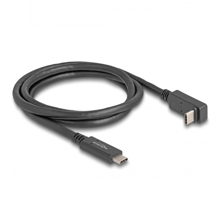 Delock USB 10 Gbps Kabel USB Type-C™ Stecker zu USB Type-C™ Stecker gewinkelt oben / unten 1 m 4K PD 60 W mit E-Marker von Delock