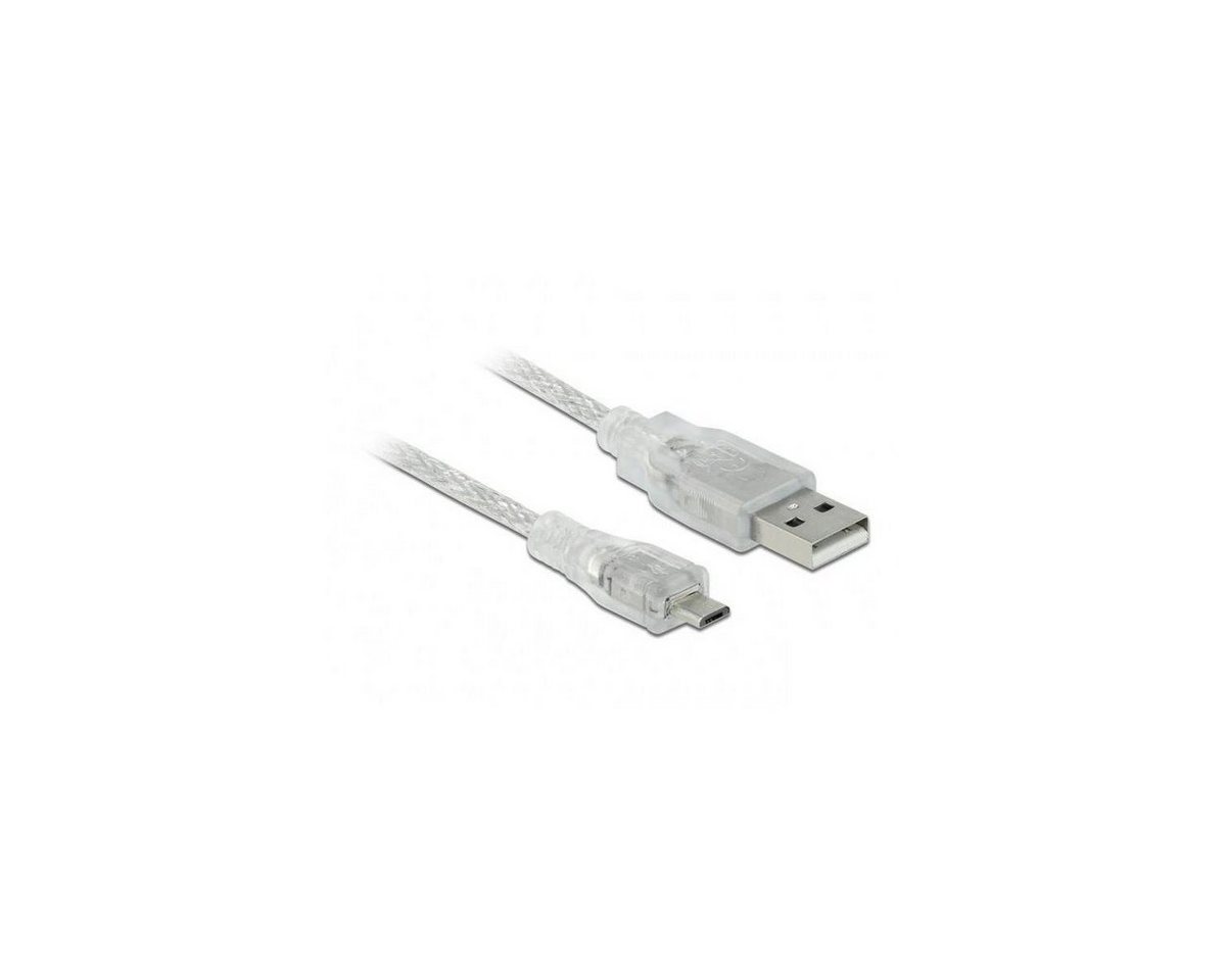 Delock USB 2.0 Typ-A Stecker > USB 2.0 Micro-B Stecker 1 m transparent Computer-Kabel, micro USB, USB (100,00 cm) von Delock