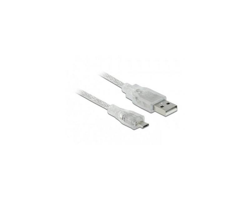 Delock USB 2.0 Typ-A Stecker > USB 2.0 Micro-B Stecker 1 m transparent Computer-Kabel, micro USB, USB (100,00 cm) von Delock