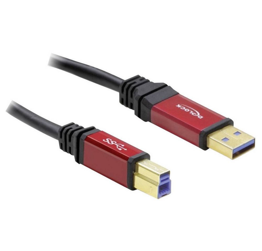 Delock USB 3 Kabel Stecker-A an Stecker-B 1 m USB-Kabel, (1.00 cm), vergoldete Steckkontakte, UL-zertifiziert von Delock