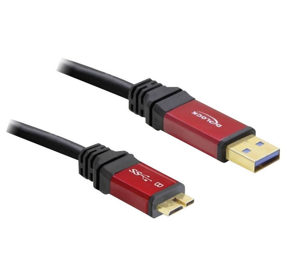 Delock USB 3 Kabel Stecker-A an micro-B Stecker 2 m USB-Kabel, (2.00 cm), vergoldete Steckkontakte, UL-zertifiziert von Delock