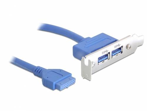 Delock USB 3.0 19-pin - 2 x USB 3.0-A PC-Slotblech 1St. von Delock