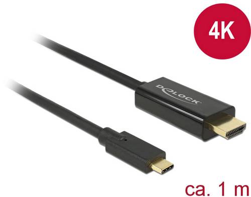 Delock USB-C® / HDMI Adapterkabel USB-C® Stecker, HDMI-A Stecker 1.00m Schwarz 85258 vergoldete St von Delock