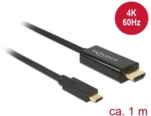 Delock USB-C® / HDMI Adapterkabel USB-C® Stecker, HDMI-A Stecker 1.00m Schwarz 85290 vergoldete St von Delock
