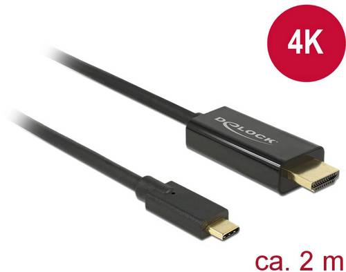 Delock USB-C® / HDMI Adapterkabel USB-C® Stecker, HDMI-A Stecker 2.00m Schwarz 85259 vergoldete St von Delock