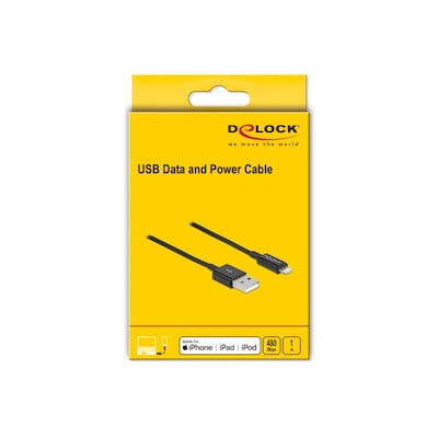Delock USB Daten- und Ladekabel für iPhone™, iPad™, iPod™ schwarz 1 m von Delock