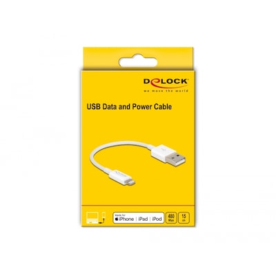 Delock USB Daten- und Ladekabel für iPhone™, iPad™, iPod™ weiß 15 cm von Delock