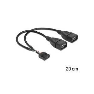 Delock USB Kabel Pin Header Buchse > 2 x USB 2.0 Typ-A Buchse 20 cm (83292) von Delock