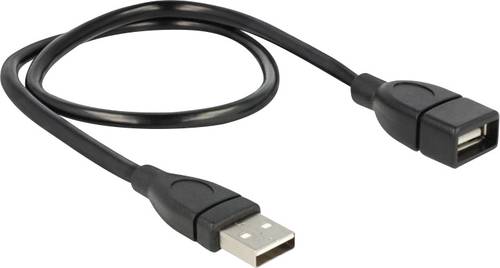 Delock USB-Kabel USB 2.0 USB-A Stecker, USB-A Buchse 0.50m Schwarz flexibles Schwanenhals-Kabel 8349 von Delock