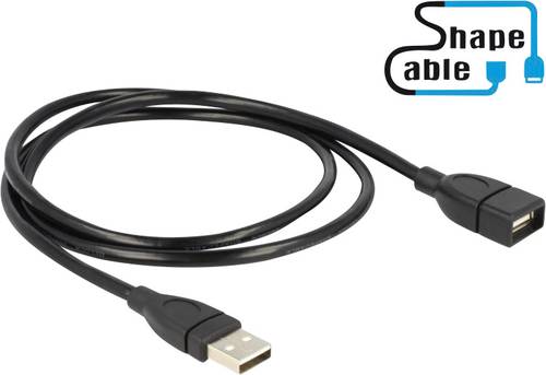Delock USB-Kabel USB 2.0 USB-A Stecker, USB-A Buchse 1.00m Schwarz flexibles Schwanenhals-Kabel 8350 von Delock