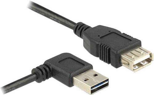 Delock USB-Kabel USB 2.0 USB-A Stecker, USB-A Buchse 2.00m Schwarz beidseitig verwendbarer Stecker, von Delock