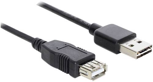 Delock USB-Kabel USB 2.0 USB-A Stecker, USB-A Buchse 3.00m Schwarz beidseitig verwendbarer Stecker, von Delock