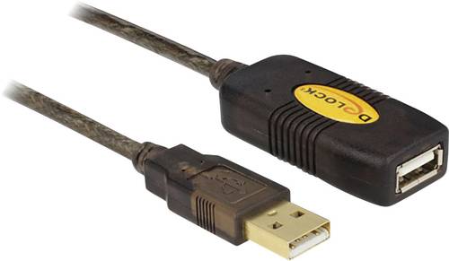 Delock USB-Kabel USB 2.0 USB-A Stecker, USB-A Buchse 30.00m Schwarz vergoldete Steckkontakte, UL-zer von Delock