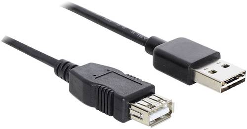 Delock USB-Kabel USB 2.0 USB-A Stecker, USB-A Buchse 5.00m Schwarz beidseitig verwendbarer Stecker, von Delock