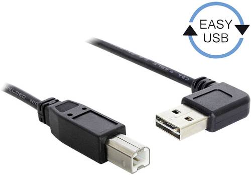 Delock USB-Kabel USB 2.0 USB-A Stecker, USB-B Stecker 2.00m Schwarz vergoldete Steckkontakte, UL-zer von Delock