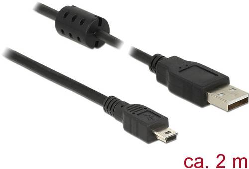 Delock USB-Kabel USB 2.0 USB-A Stecker, USB-Mini-B Stecker 1.00m Schwarz mit Ferritkern 84914 von Delock