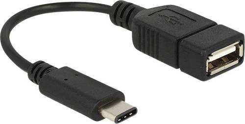 Delock USB-Kabel USB 2.0 USB-C® Stecker, USB-A Buchse 0.15m Schwarz 65579 von Delock