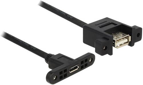 Delock USB-Kabel USB 2.0 USB-Micro-B Buchse, USB-A Buchse 0.25m Schwarz 85109 von Delock