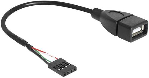 Delock USB-Kabel USB 2.0Pfostenstecker 4pol., USB-A Buchse 0.20m Schwarz UL-zertifiziert 83291 von Delock