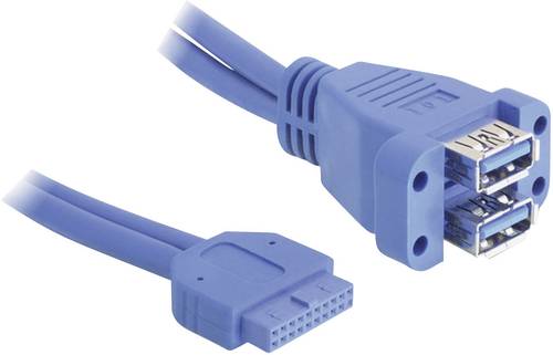 Delock USB-Kabel USB 3.2 Gen1 (USB 3.0 / USB 3.1 Gen1) Pfostenstecker 19pol., USB-A Buchse 0.45m Bla von Delock