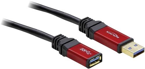 Delock USB-Kabel USB 3.2 Gen1 (USB 3.0 / USB 3.1 Gen1) USB-A Stecker, USB-A Buchse 1.00m Rot, Schwar von Delock