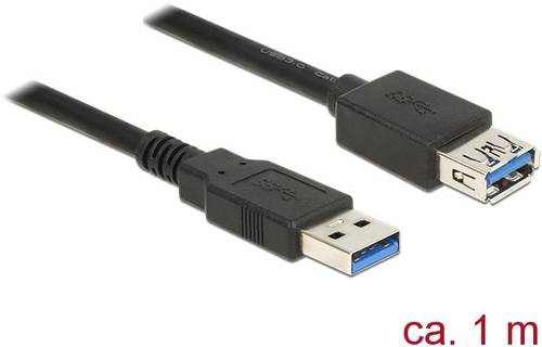 Delock USB-Kabel USB 3.2 Gen1 (USB 3.0 / USB 3.1 Gen1) USB-A Stecker, USB-A Buchse 1.00m Schwarz ver von Delock
