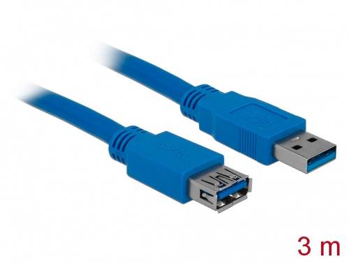 Delock USB-Kabel USB 3.2 Gen1 (USB 3.0 / USB 3.1 Gen1) USB-A Stecker, USB-A Buchse 3.00m Blau vergol von Delock