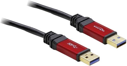 Delock USB-Kabel USB 3.2 Gen1 (USB 3.0 / USB 3.1 Gen1) USB-A Stecker, USB-A Stecker 3.00m Rot, Schwa von Delock