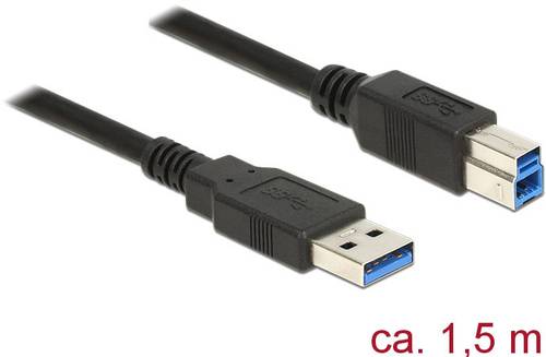 Delock USB-Kabel USB 3.2 Gen1 (USB 3.0 / USB 3.1 Gen1) USB-A Stecker, USB-B Stecker 1.50m Schwarz ve von Delock