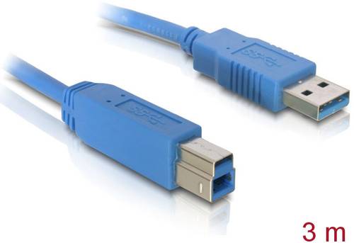 Delock USB-Kabel USB 3.2 Gen1 (USB 3.0 / USB 3.1 Gen1) USB-A Stecker, USB-B Stecker 3.00m Blau vergo von Delock