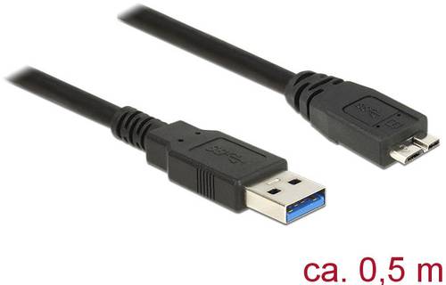 Delock USB-Kabel USB 3.2 Gen1 (USB 3.0 / USB 3.1 Gen1) USB-A Stecker, USB-Micro-B 3.0 Stecker 0.50m von Delock