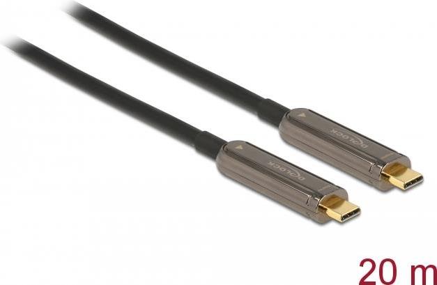 Delock - USB-Kabel - USB-C (M) zu USB-C (M) - USB 3.2 Gen 1 / DisplayPort 1.2 - 20 m - Active Optical Cable (AOC), unterst�tzt 4K 60 Hz (3840 x 2160) - Schwarz von Delock