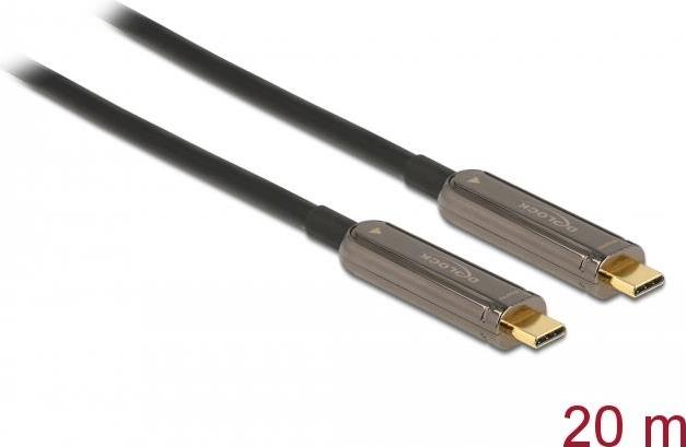 Delock - USB-Kabel - USB-C (M) zu USB-C (M) - USB 3.2 Gen 1 / DisplayPort 1.2 - 20 m - Active Optical Cable (AOC), unterstützt 4K 60 Hz (3840 x 2160) - Schwarz von Delock