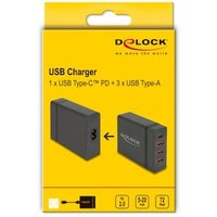 Delock USB Ladegerät 1 x USB Type-C™ PD + 3 x USB Typ-A 60 W + 12 W von Delock