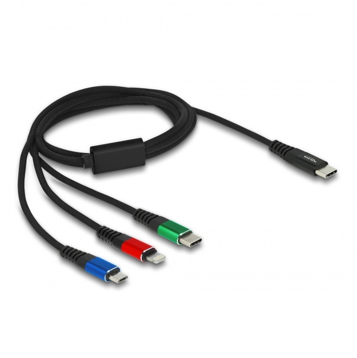 Delock USB Ladekabel 3 in 1 USB Type-C™ zu Lightning™ / Micro USB / USB Type-C™ 1 m von Delock