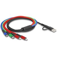 Delock USB Ladekabel 4 in 1 USB Typ-A + USB-C zu 2 x Lightning / Micro USB 1,2m von Delock