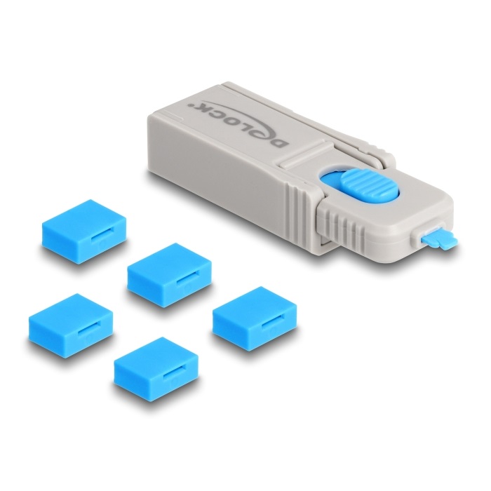 Delock USB Port Blocker Set für USB Typ-A Buchse 5 Stück + Verschlusswerkzeug von Delock