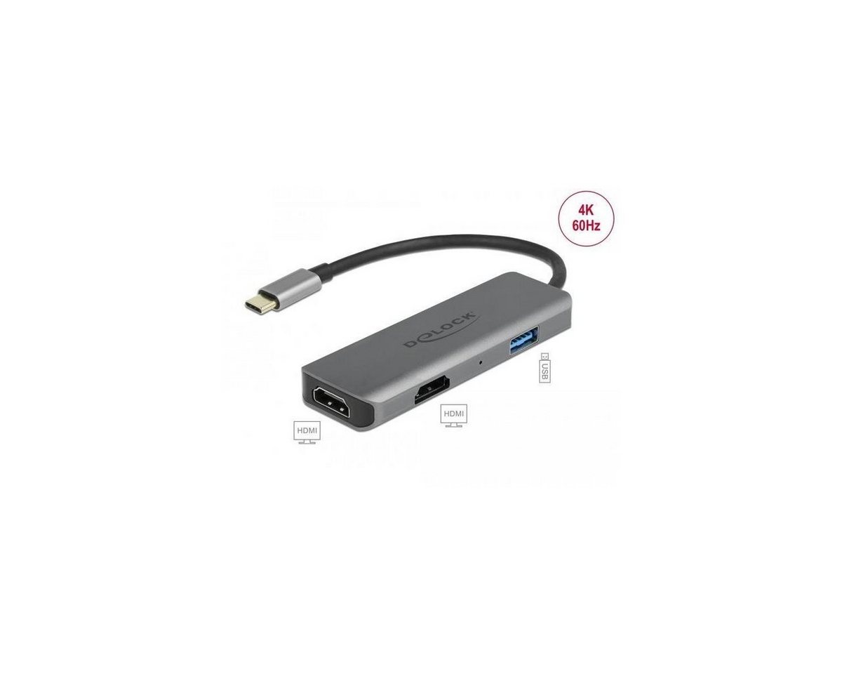 Delock USB Type-C™ zu Dual HDMI Adapter mit 4K 60 Hz und USB Port Computer-Kabel, USB C, USB (15,00 cm) von Delock