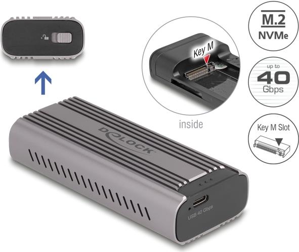 Delock USB Type-C 40 Gbps Gehäuse für 1 x M.2 NVMe PCIe SSD (42029) von Delock