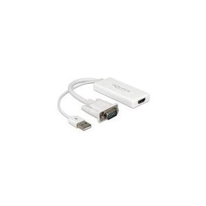 Delock - Video- / Audio-Adapter - USB, 15 pin D-Sub (DB-15) männlich zu HDMI weiblich - 25cm - weiß (62460) von Delock